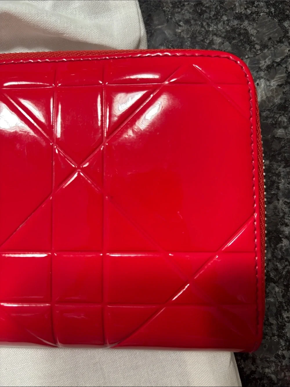 Dior Patent Zip Wallet with Charm